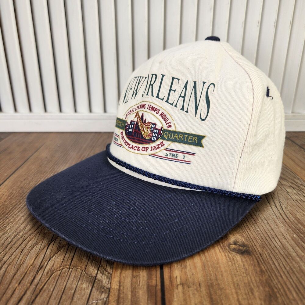 VTG New Orleans French Quarter Snapback Rope Hat Mohr's Bourbon Street Jazz Cap